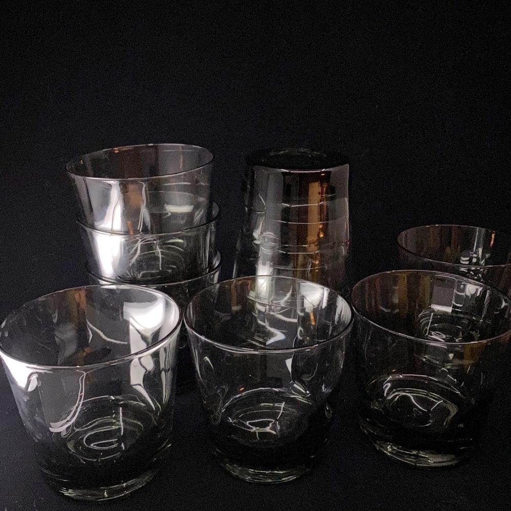 10 Smoky Gray Stackable Glasses
